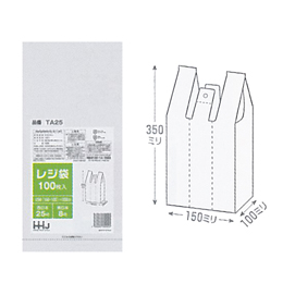 レジ袋　白TA-25HDPE乳白250×350×100  100枚/袋80袋/ケース　入数：8000枚