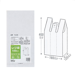 レジ袋　白TA-30HDPE乳白300×400×120  100枚/袋60袋/ケース　入数：6000枚