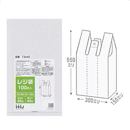 レジ袋　白TA-45HDPE乳白450×550×150  100枚/袋20袋/ケース　入数：2000枚