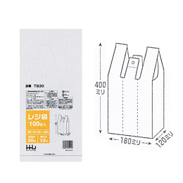 レジ袋半透明 TB-30HDPE 300×400×120 入数6000枚