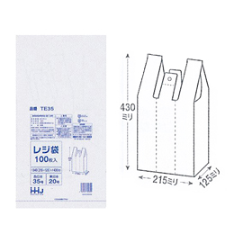 レジ袋 乳白 TE-35HDPE 340×430×125 入数6000枚