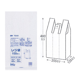 レジ袋 乳白 TE-40HDPE 390×480×135 入数4000枚